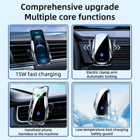 Nouveau support de téléphone portable pour voiture avec charge sans fil 15W, hauteur réglable, fixation sur grille d'aération, capteur automatique