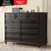 Commode en bois de pin massif de style américain, neuf tiroirs, chambre à coucher, luxe léger, meuble de rangement moderne, mobilier de maison