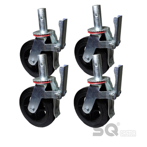 SQ Castor <span class=keywords><strong>6</strong></span> Zoll 8 Zoll Schwarze Gummi-Mobilgerüstrollen Rueda De Andamio mit Bremse - Product Image 1