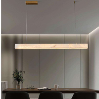 Lustres rectangulaires en albâtre espagnol personnalisés pour la décoration de longues tables à manger, marbre naturel, cuivre