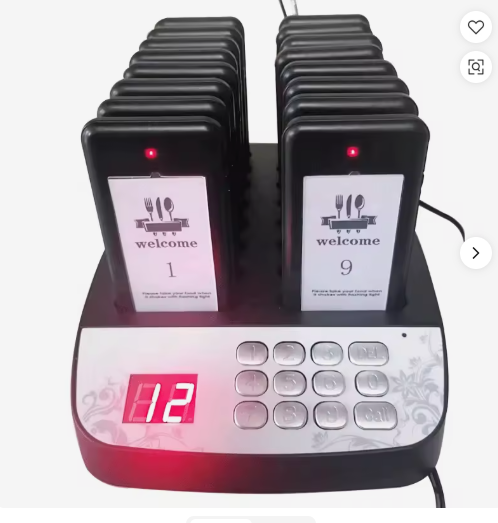 Black Purple Pagers System Restaurant Desktop Vibration LED Red Flashing 16 Pager Food Buzzer Wireless Restaurant 16 Pagers