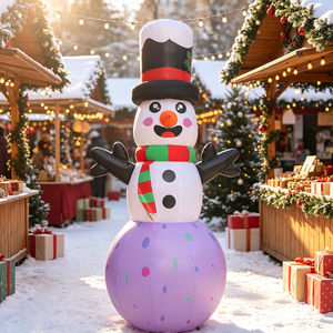 Décoration de Noël Gonflable WINSUN en Forme de Bonhomme de Neige, Tissu Oxford Imperméable, Éclairage LED, Affichage Extérieur pour Jardin, Logo Personnalisé - Product Image 1