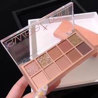 Palette de fards à paupières métalliques 10 couleurs avec finition scintillante, formule longue tenue pour carnations moyennes