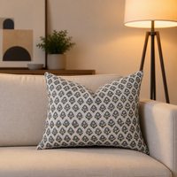 Housse de coussin décorative en coton 100% à petites fleurs bleu gris pour salon et chambre à coucher