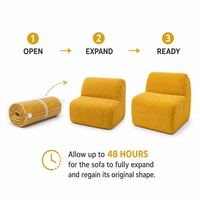 Canapé de sol jaune en velours côtelé, fauteuil paresseux sans cadre tout en mousse, siège moelleux côtelé pour salon, chambre à coucher, petit appartement