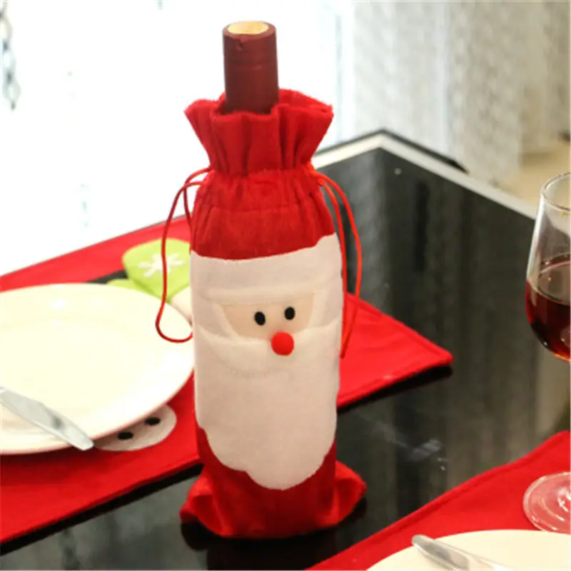 חדש סנטה קלאוס מתנת שקיות קישוטי חג המולד אדום יין בקבוק כיסוי שקיות חג המולד סנטה שמפניה יין תיק חג המולד מתנה 31*12 CM