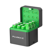 PUJIMAX 12 fentes LED indicateur de charge chargeur USB-C chargeur de batterie AA Nimh chargeur de batterie avec câble de charge type-c de 0.5m
