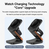 Chargeur sans fil magnétique pliable 3-en-1 15W à charge rapide avec base lestée compatible avec les coques pour téléphone, montre et écouteurs