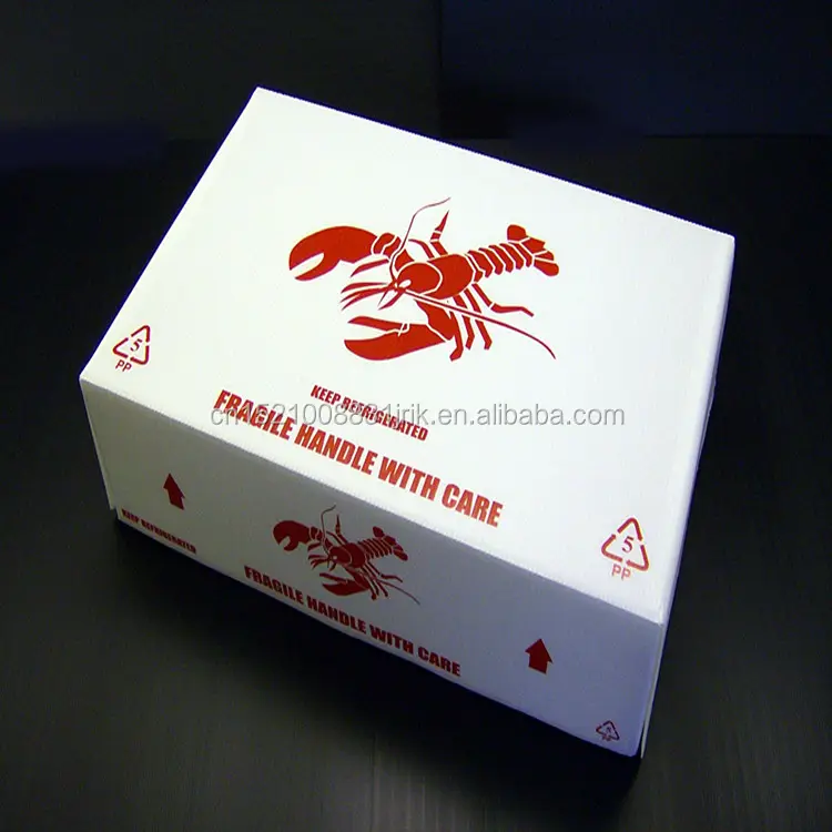 波形プラスチック移動エビ冷凍魚ボックスシーフードクレート水生製品ロブスター/エビ無料coroplast包装ボックス