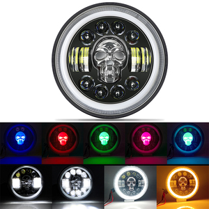 Phare led rond de 7 pouces, feux de croisement et de route, yeux d'angle blancs et ambrés, DRL, clignotant, pour <span class=keywords><strong>jeep</strong></span> <span class=keywords><strong>wrangler</strong></span> - Product Image 2