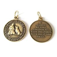 Pendentif Médaillon Croix pour Chien Saint François en Métal Doré et Argenté Style Vintage Antique – Charme Protecteur pour Chien