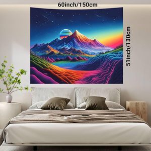 Personnalisé UV Réactif Soleil Nature Forêt Tapisseries Blacklight Affiches Tenture Murale pour Salon Dortoir Motif Imprimé - Product Image 6