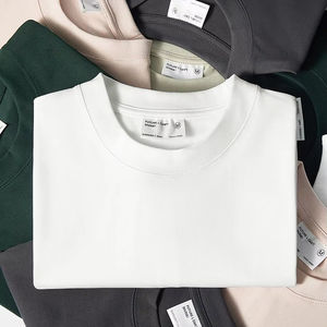 Custom 250 GSM 100% Cotton Plain T-shirt 35 Colors 2XL Unisex Blank Short Sleeve Streetwear Tee Factory Manufacturer Men T Shirt - Product Image 2