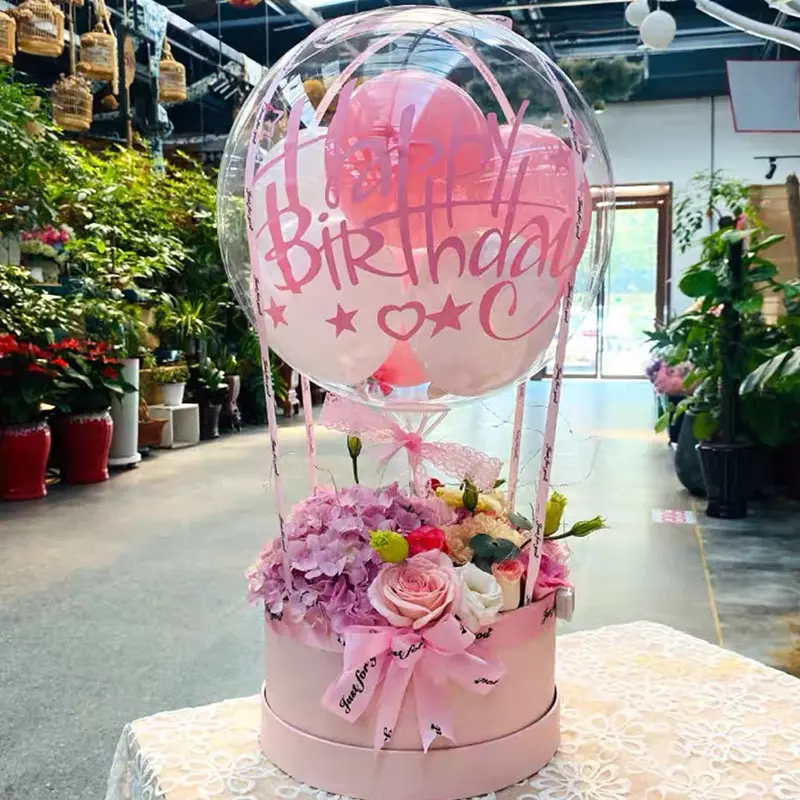 Neuzugang Müttertag Bobo Ballonstrauß mit Blumenkorb Dekor Geschenke für Geburtstag Hochzeit Party individuelle Emulsion