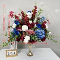 Grande boule de fleurs artificielles rouges et oranges pour centre de table de mariage d'automne DKB