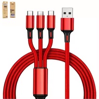 Câble de charge USB en nylon 3-en-1 avec logo personnalisé pour téléphone Android et appareil photo