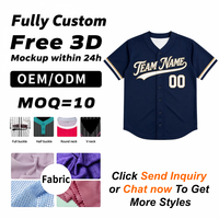 Maillot de baseball personnalisé bleu marine avec bordure dorée, col en V, boutonné, manches courtes, uniforme d'équipe, maillot de sport respirant