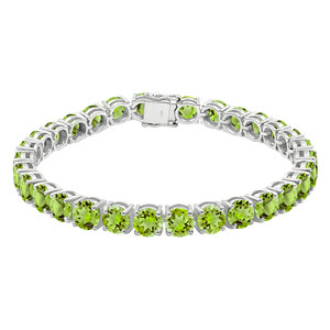 Bracelet tennis classique rond en péridot, argent sterling 925, finition polie, bijoux pour femme, à porter au quotidien - Product Image 1