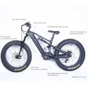 Bicicleta Eléctrica de Montaña con Motor de Alta Potencia de 48v y 1000w, Llantas Anchas, Fibra de Carbono, Cmc1000-f - Product Image 4