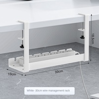 Bandeja de Gestión de Cables Debajo del Escritorio, Organizador de Cables para Regleta de Enchufes, Sin Necesidad de Taladrar, para Escritorio de Computadora, Oficina y Hogar