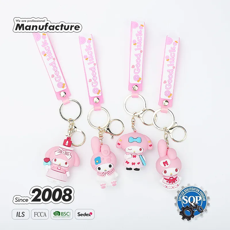 Porte-clés conception personnalisée porte-clés souple 3d en caoutchouc pvc Vente en gros Dessin animé mignon personnage de poupée anime porte-clés en caoutchouc 3D pour les enfants