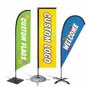Outdoor Printed Promotion Feather Flying Flags And Banners Custom Advertising Decorations Safety Feather Bow Bali Beach Flags