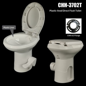 Toilette RV à chasse directe en émail plastique, monobloc, à poser au sol - Product Image 4