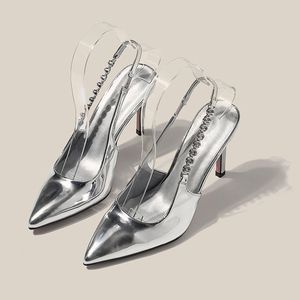 Zapatos de Vestir para Mujer, Tallas Grandes, Cómodos, con Tacón de Aguja, Punta Puntiaguda, Diseño Brillante con Pedrería, para Fiesta - Product Image 2