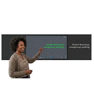<span class=keywords><strong>Tableau</strong></span> interactif intelligent 3-en-1 de 75 pouces avec écran LED 4K, <span class=keywords><strong>tableau</strong></span> <span class=keywords><strong>noir</strong></span> nano interactif coulissant et magnétique pour écriture latérale en classe - Product Image 1