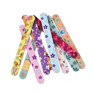 아이들을위한 도매 사포 네일 파일 손가락 연마 다채로운 멀티 패턴 꽃 나비 인쇄 양면