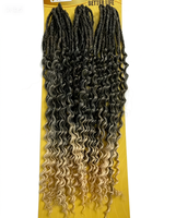 Treccine all'uncinetto pre-annodate Ombre Water Wave Bohemian, 24 pollici, morbide extension di capelli sintetici ondulati per donna, per uso quotidiano e vacanze
