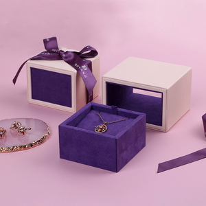 Boyang High Quality Ring Bracelet <b>Gift</b> Packaging Leather Sliding Jewelry Drawer <b>Box</b> with Ribbon - Product Image 2