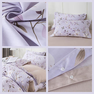 Ensemble de housse de couette florale en coton pur Dohia, 4 pièces, impression numérique douce pour la peau, literie écologique pour toutes les saisons - Product Image 2