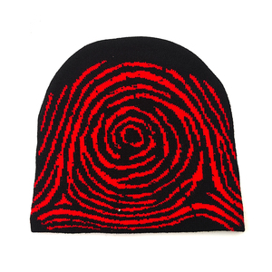 Logo personnalisé <span class=keywords><strong>noir</strong></span> mince tricoté unisexe femmes chapeaux d'hiver Bonnet jacquard pour hommes - Product Image 2