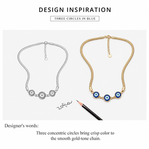 สร้อยคออะคริลิคสามชิ้น สแตนเลสชุบทอง 14K สีดำ น้ำเงิน และแดง - Product Image 4