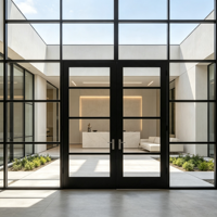 Porte double vitrée anti-UV HUACAI pour usine de transformation professionnelle, porte anti-poussière