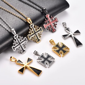 Collar con Colgante de Cruz Irregular de Acero Inoxidable, Diseño Único, para Hombres y Mujeres, Amuleto Religioso, Cadena con Dije de Fe Cristiana, Joyería Metálica - Product Image 1