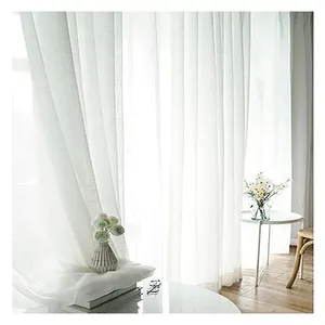 Tessuto trasparente per tende trasparenti per Hotel in finto lino 100% poliestere bianco per la camera da letto