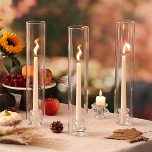 Portavelas de cristal Hurricane para velas cónicas con cubierta de chimenea alta de cristal transparente a prueba de viento - Product Image 2