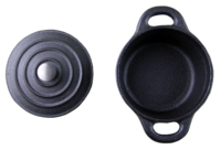 Mini cocotte en fonte avec couvercle, petite marmite en fonte pré-culottée, double poignées, compatible four, pour cuisson, soupes et ragoûts