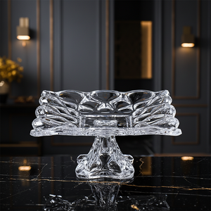 37.8cm hollow flower square shape with base Decoration Wedding crystal glass Candy Storage Container Glass Candy fruit bowl - Product Image 4