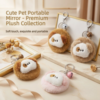 Porte-clés miroir de maquillage en forme de chiot, mignon et portable, miroir de beauté pliable double face