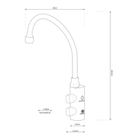 Robinet de cuisine moderne Firenze en acier inoxydable à 2 positions, modèle 331219-GA, fabriqué en Italie