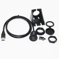 Bochara USB 3,0 macho a USB 3,0 hembra Cable de extensión con Panel de montaje empotrado para coche camión barco motocicleta 1m 2M