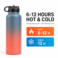 Bouteille d'eau isotherme en acier inoxydable 304, grande capacité 32oz/40oz, couleur dégradée, pour la gym, les sports et les activités de plein air