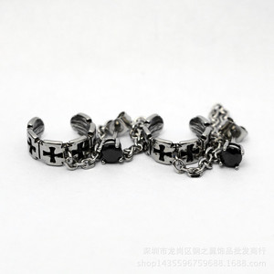 yunnique Stainless Steel Cross <b>Stud</b> <b>Earrings</b> With <b>Black</b> Diamonds For Men And Women Fashion Jewelry - Product Image 5
