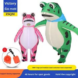 Costume de mascotte grenouille célébrité <span class=keywords><strong>Internet</strong></span> transfrontalier rose impression numérique rouge gonflable adulte unisexe Halloween Cosplay accessoires - Product Image 3