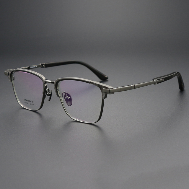 H2430 Factory Wholesale Natural Buffalo Horn Temple Pure Titanium Eyeglasses Frame Men Full-Frame Business Optical Glasses Frame