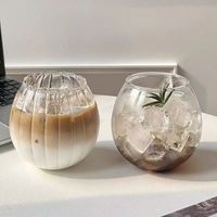 Verres à café en gros verres tasse haute Borosilicate résistant à la chaleur lait tasse ronde Transparent rayé verre eau tasse