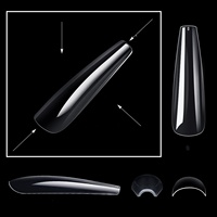 Boîte de 240 Pièces de Faux Ongles Ballerine XXL Très Longs à Presser, Capsules Américaines en Gel Souple à Couverture Complète pour Nail Art